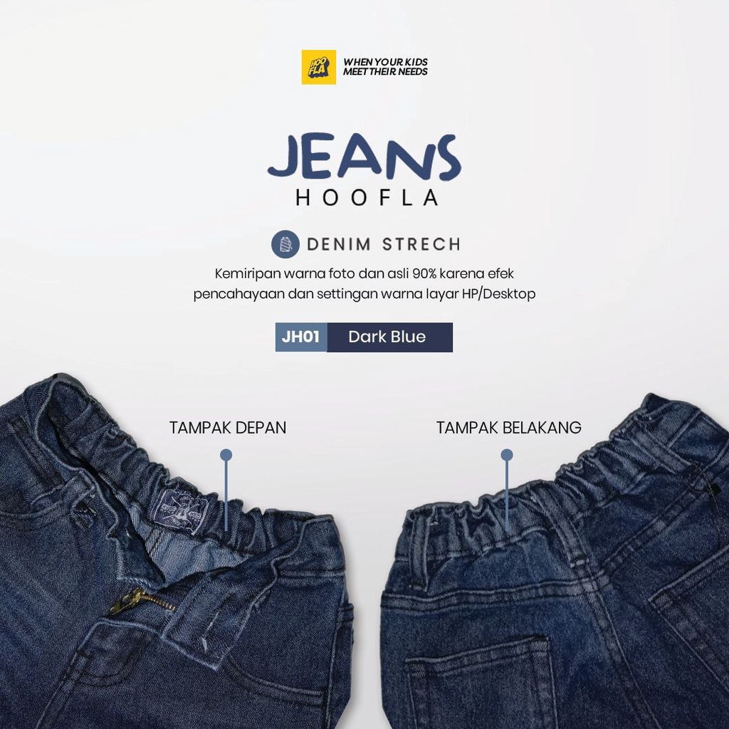 Celana Jeans  Anak Laki Laki Umur 5 - 12 Tahun Jeans Hoofla Celana Panjang Anak Laki Laki Bahan Denim Stretch Terbaru