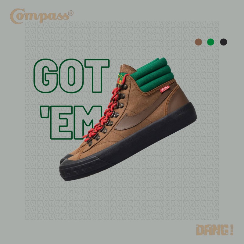 Sepatu Pria Compass series (Hi/Low) Green and Brown Colours with BBQ Mountain Boys-Cabin Style