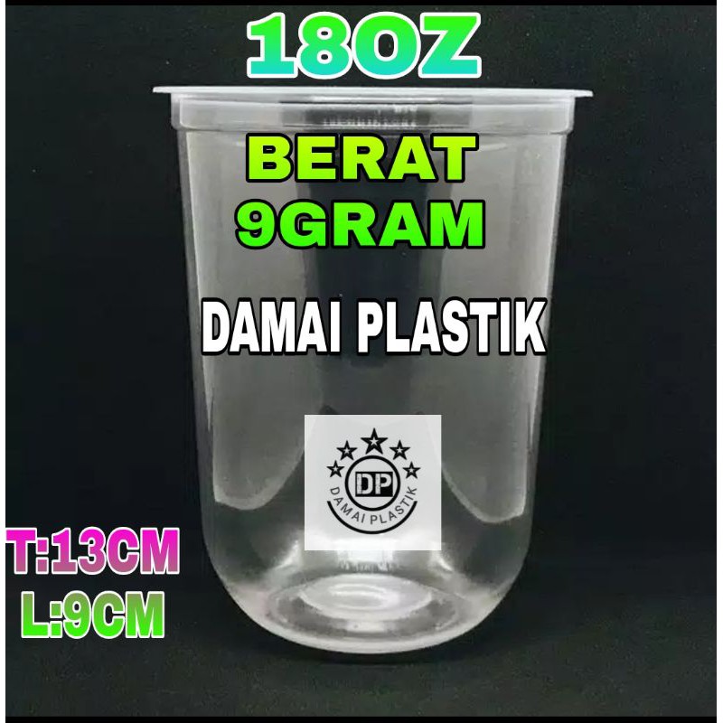 Gelas Oval 18oz Cup Oval 18 Oz Bulat Tebal 9Gram 22oz 22 oz