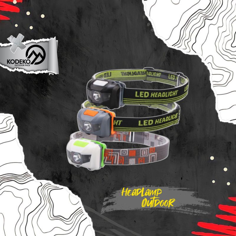 Head lamp outdoor  Gratis baterai AAA x 3pcs