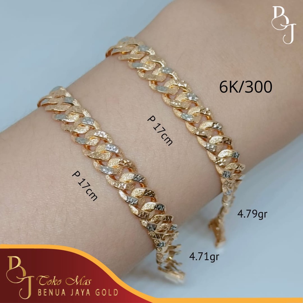 Gelang Rantai Sisik Naga Emas 6K/300