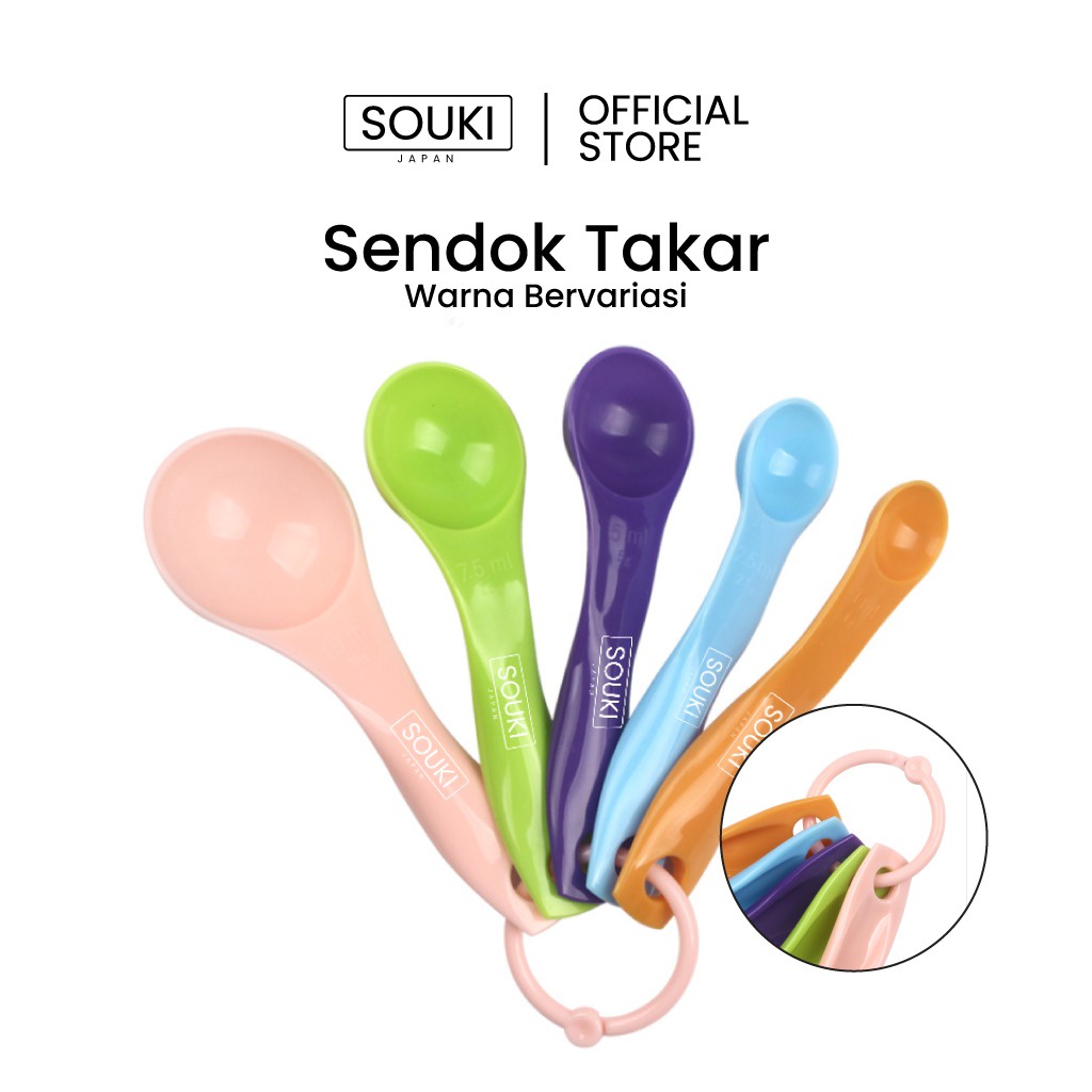 Jual Souki Sendok Takar Set 5 In 1 Warna Pastel Ukuran Kue Air Bumbu Shopee Indonesia 0663