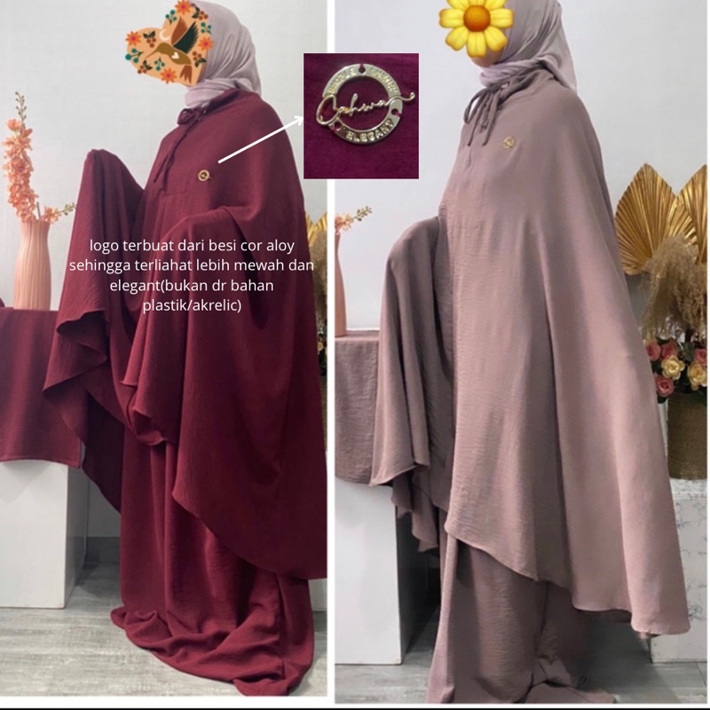 ZAHWA Mukena crinkel premium 2in1 JUMBO FREE sajadah FREE tasbih mukena crinkle prayer set mukena polos mukena saku  polos mukena bergo