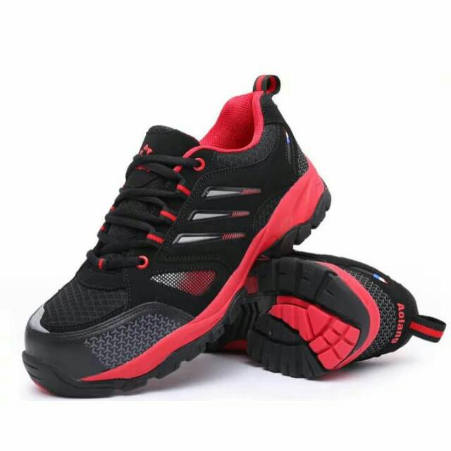 Sepatu safety aolang strip new red