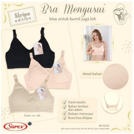 8202 SOREX NURSING BRA BH Ibu Menyusui &amp; Ibu Hamil Size 34-38