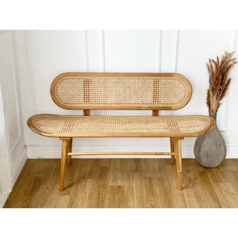 BANGKU KURSI SANTAI TERAS KAYU JATI ROTAN