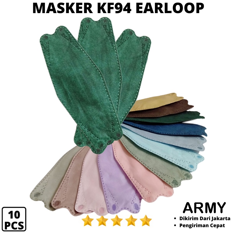 BARU Masker Kf94 3ply Earloop Mask 10pcs 4ply Korea Style non Masker Medis Original Face Mask Masker APD Safety
