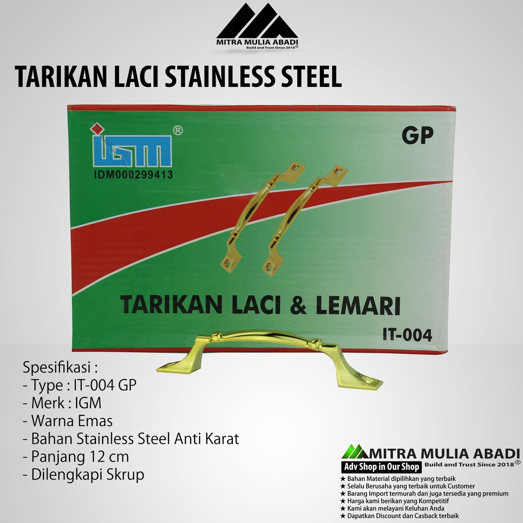 Tarikan Laci Gold 5 Inch | Drawer Pull IGM Tipe IT-004 GP