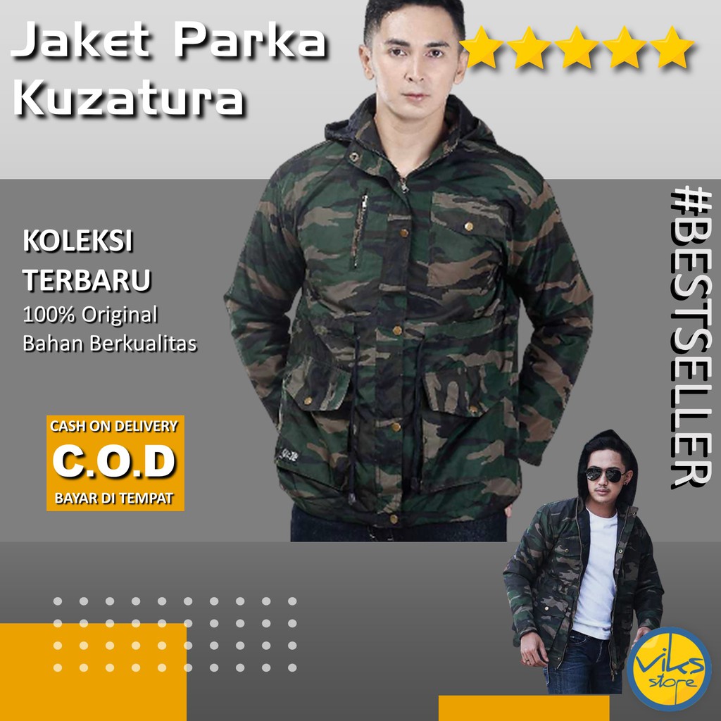 [Cod] Jaket Parka Pria Cowok Distro Kuzatura Lokal Premium Original Trucker Camo