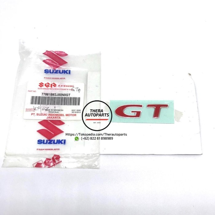 Emblem Logo "GT" Merah Suzuki Swift Original SGP