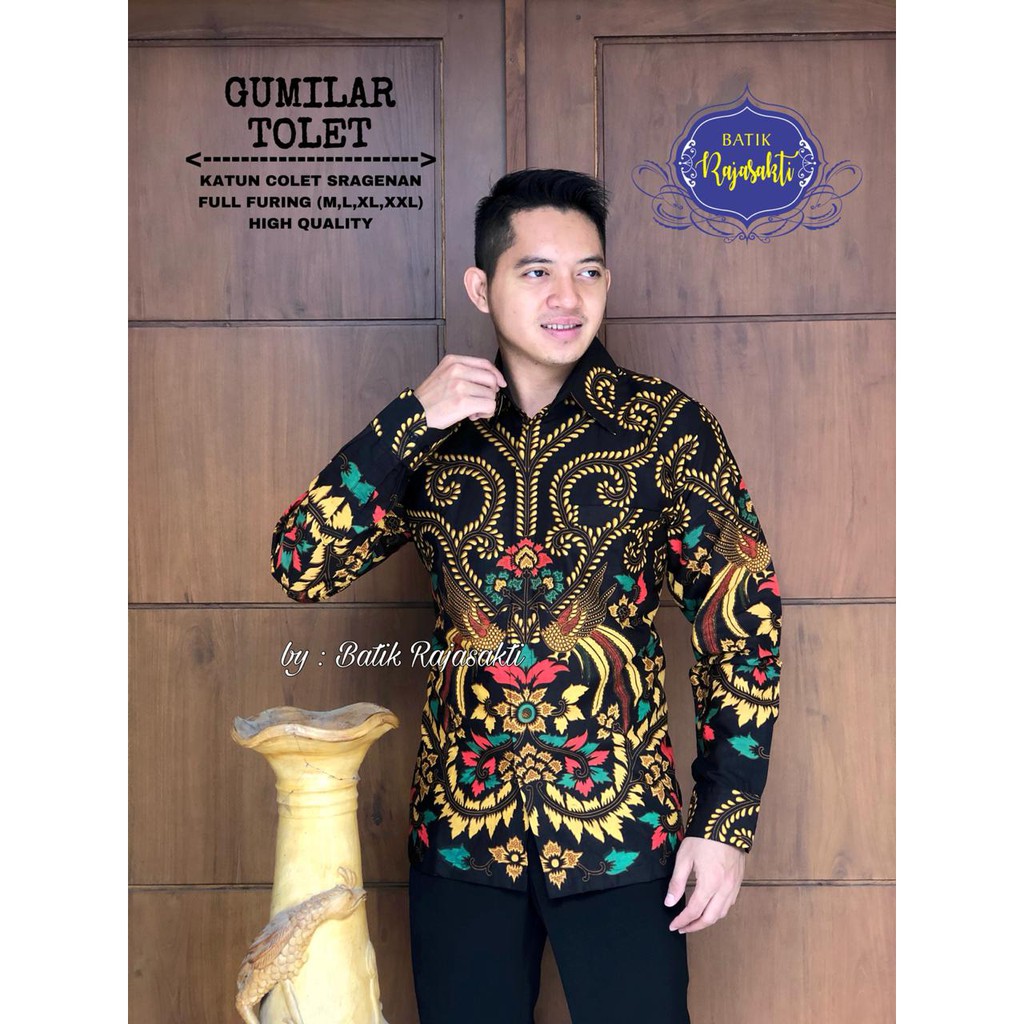 GUMILAR TOLET Kemeja Batik Pria Lengan Panjang Katun Halus FULL FURING Rajasakti