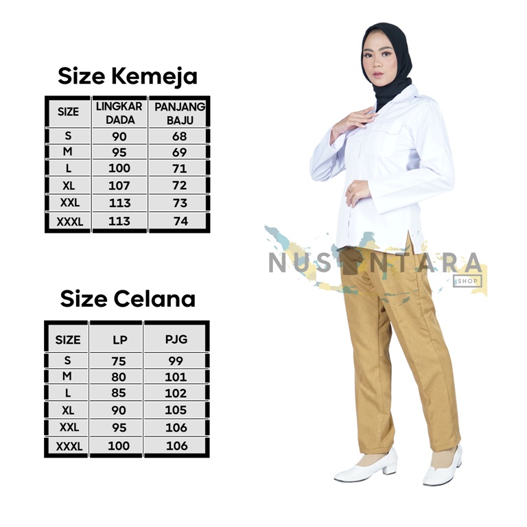 Seragam Pns Putih Wanita Setelan Kemeja Pdh ROK &amp; CELANA Khaky Pns Seragam Pns Wanita Baju Pemda Wanita Baju Putih Pns