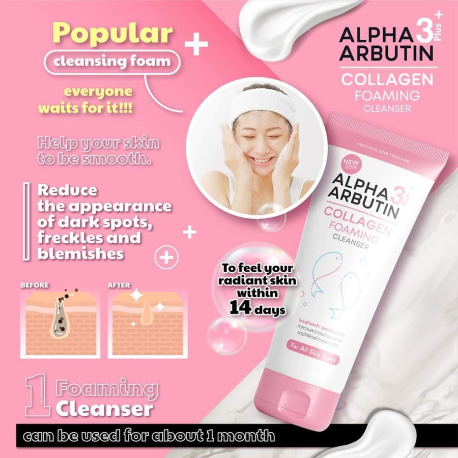 Alpha Arbutin Collagen Foaming Cleanser Sabun Cuci Muka Original BPOM