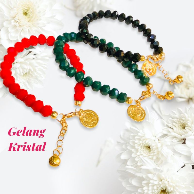 gelang kristal//perhiasan lapis emas//gelang