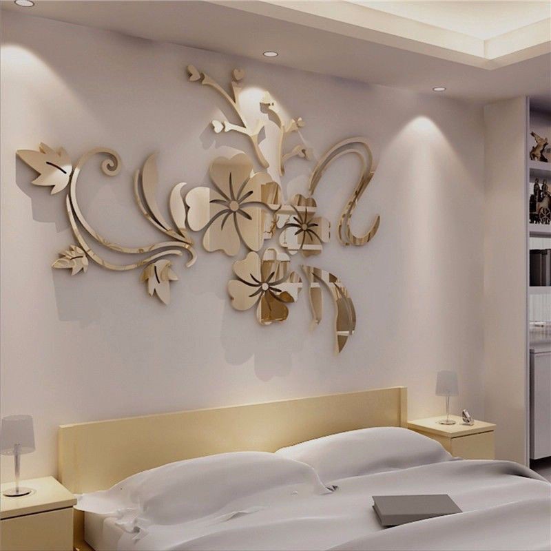 Hot Sale/Removable 3D Mirror Flower Art Stiker Dinding Acrylic Mural Decal Dekorasi Kamar Rumah