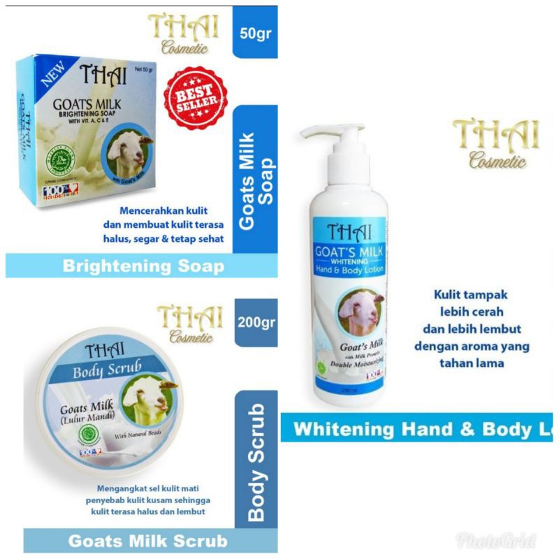 PAKET LENGKAP GOATS MILK (SABUN, SCRUB, LOTION) PEMUTIH KULIT