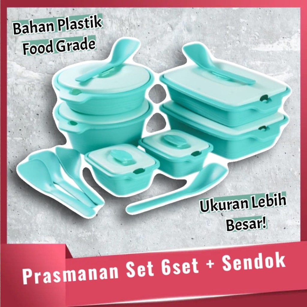 Wadah Prasmanan Aquamarine Set isi 6 pcs + Sendok
