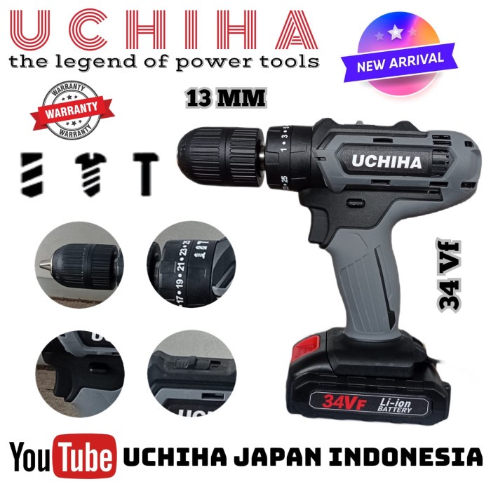 Mesin bor 13mm uchiha type 44vf cordless impact drill beton maktec