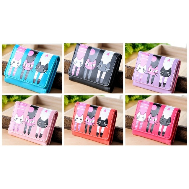 OTS 098 - Wallet / Dompet Wanita Lipat Mini fashion korea Triple Cat