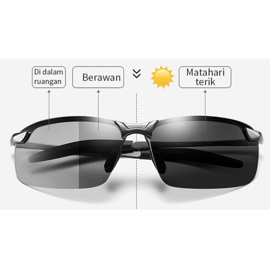 Kacamata Polarized Elegan Original Untuk Siang dan Malam Bisa Berubah Warna Kaca Mata Photocromic