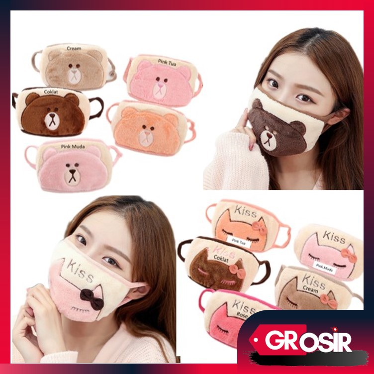 Grosir - M476 Masker Penutup Mulut Anti Debu Motif Kartun / Bisa Dicuci / Maket Mulut Unisex / Mask