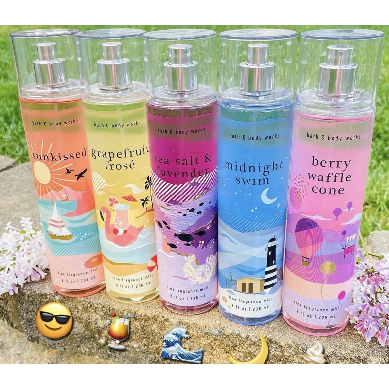 Summer Escape SERIES Bath and Body Works BBW Mist Berry Waffle Cone / Sunkissed / Grapefruit Frose