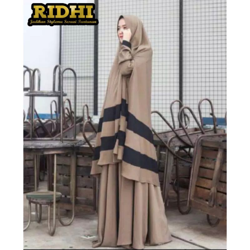 Set Setelan Gamis Syari Tazkia Madina lengan khimar bolong Toko Ridhi