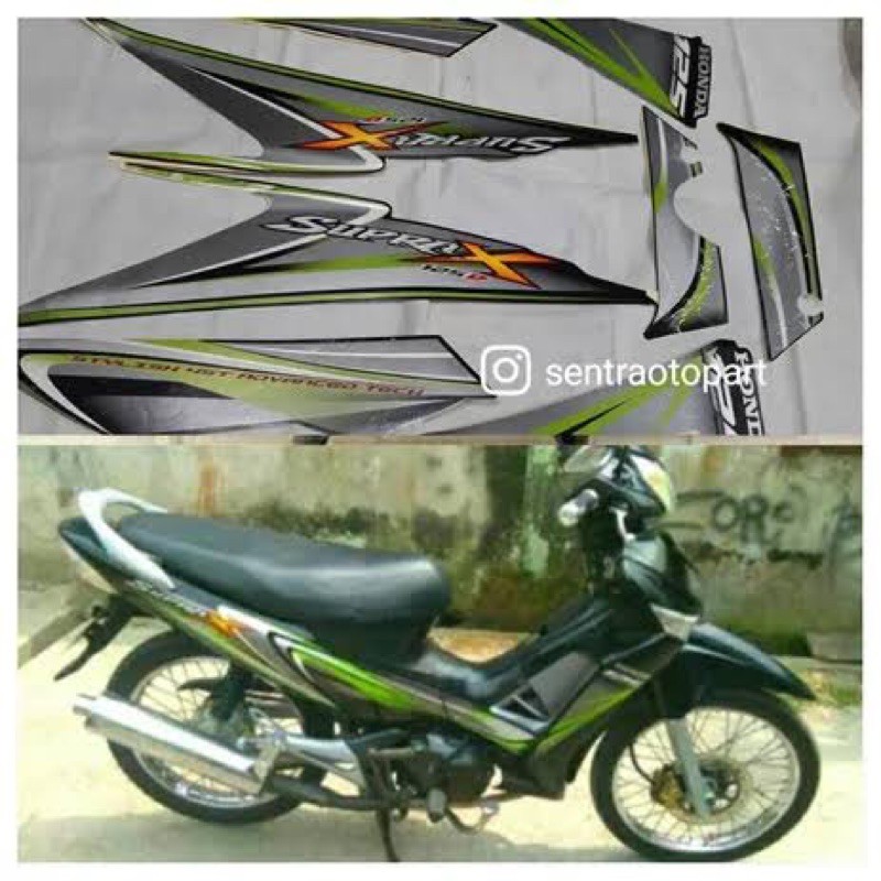 striping supra x 125 2010 ruji hijau hitam hijau