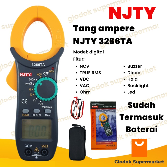 Tang Ampere TRUE RMS NJTY 3266TA Digital Clamp Meter NCV 3266 TA