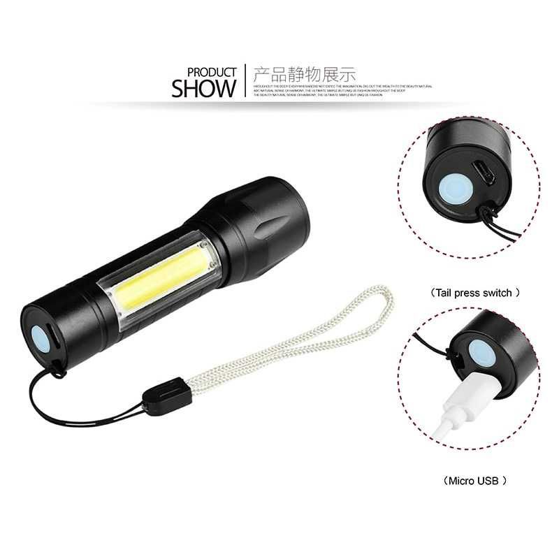 Senter LED USB Rechargeable taffware Q5+COB 2300 Lumens - 1517