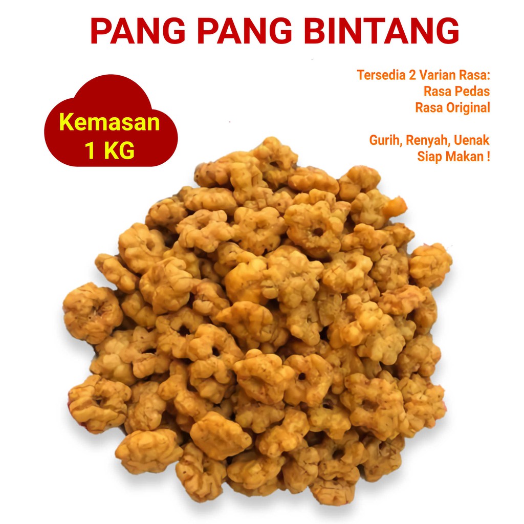 

(1 KG) Cemilan PANG PANG BINTANG / BUNGA Rasa Pedas & Original Asli Banyumas