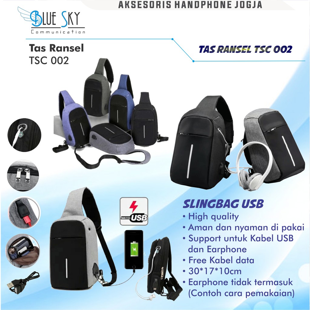 TAS TSC 002 SLINGBAG TAS SELEMPANG USB