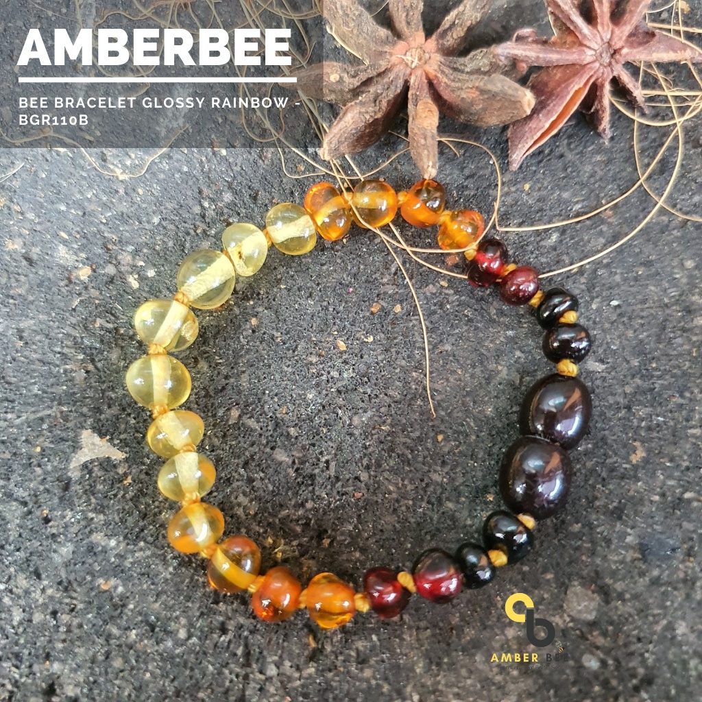 Kalung Amber Bayi &amp; Anak Premium Glossy Rainbow NGR04B By Amber Bee