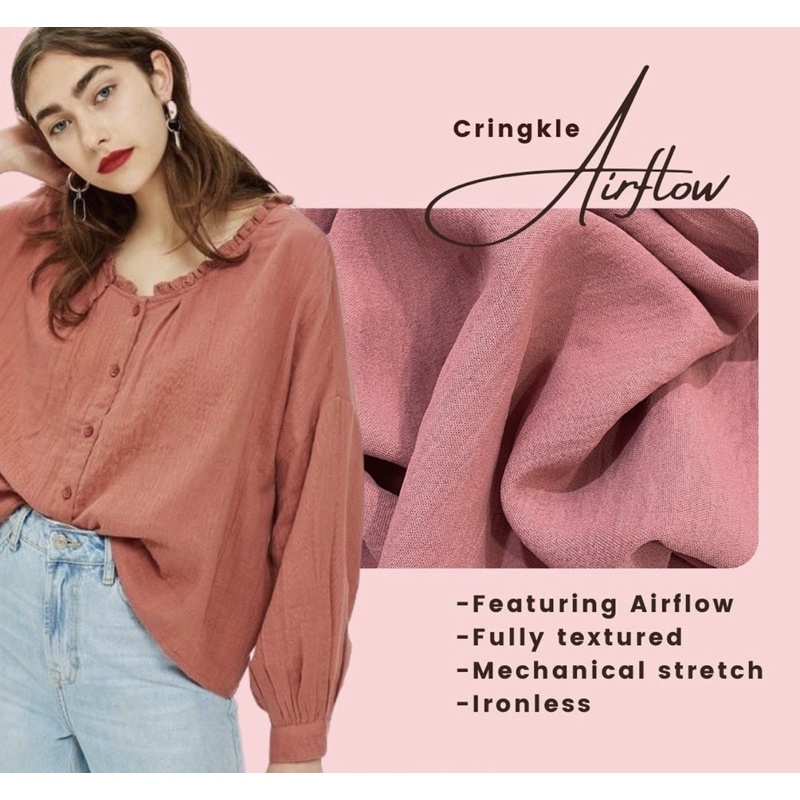 Kain Rayon Crinkle CEY Airflow Premium/Mix Colour’s/ Keringkle