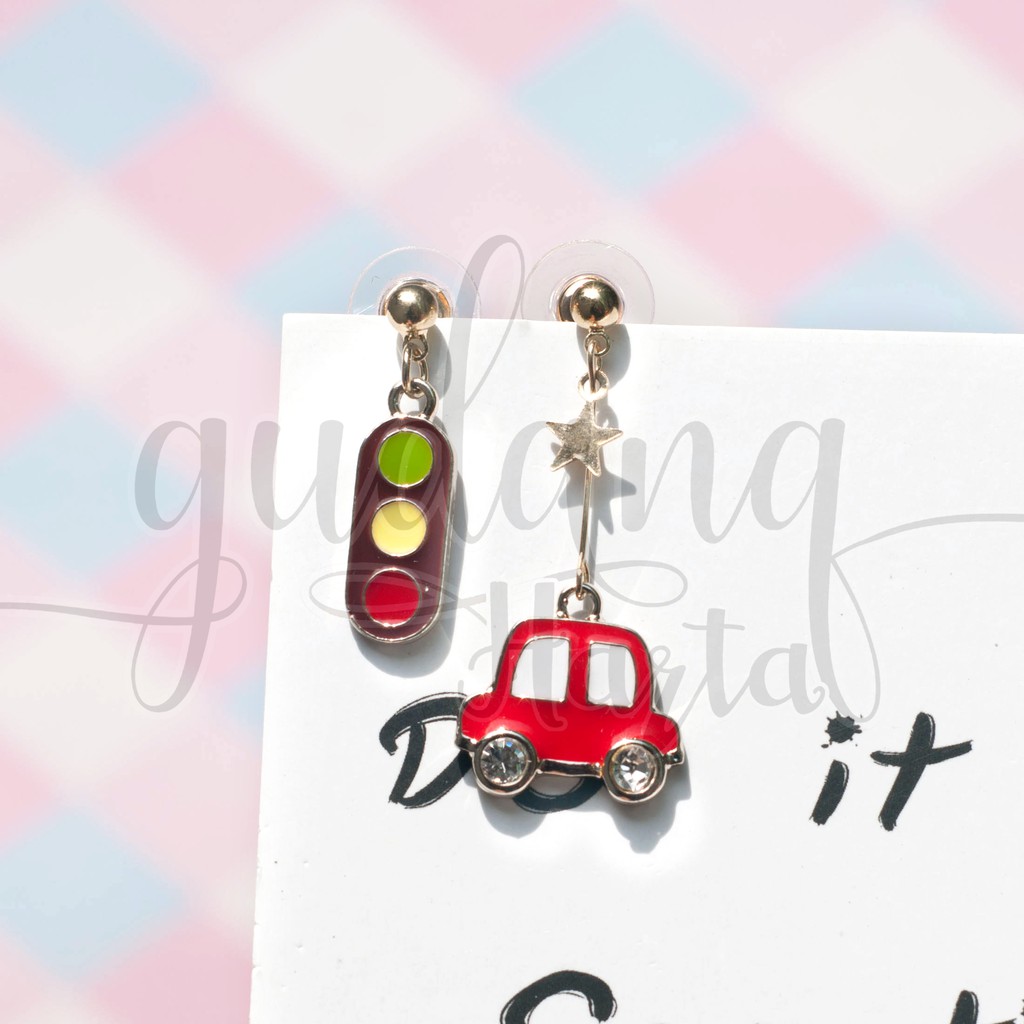 Anting Stud Mobil Lampu Merah Cantiik Red Lighting Car Earrings GH 203199