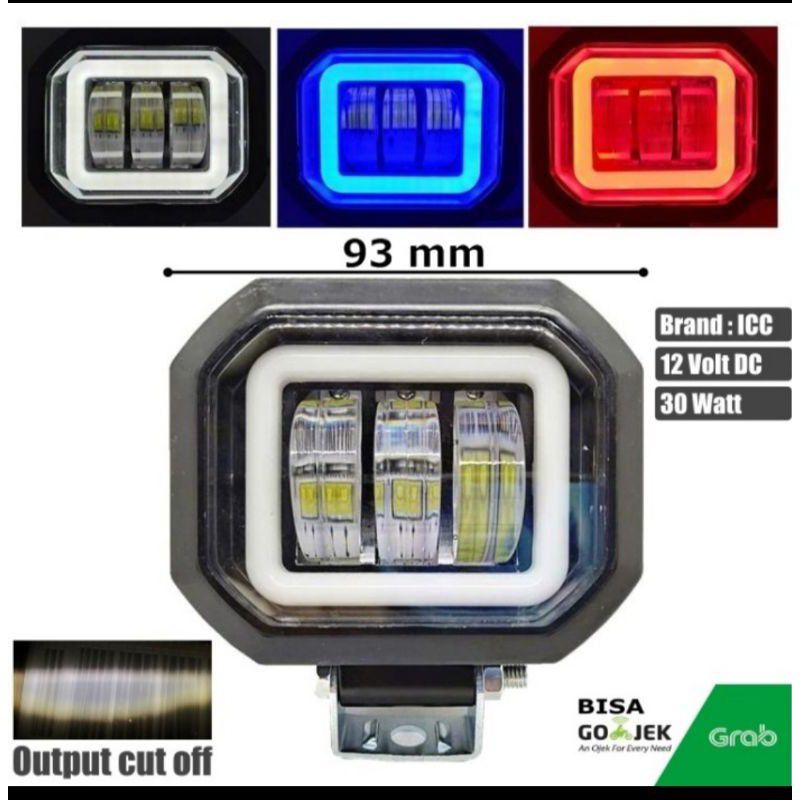 Lampu tembak sorot LED CWL 3 mata lensa 6D 30watt cree angel eye Kotak BIRU ANTSHOOP