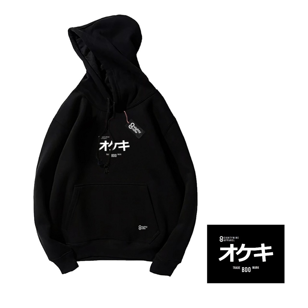 Jaket Pria Original Bahan Cotton Flece Asli Tulisan Jepan Terbaru Unisex Distro Sweter Cewek Cowok Katun Tebal Hoodie Korea Style Warna Hitam COD Japan Warna Hitam