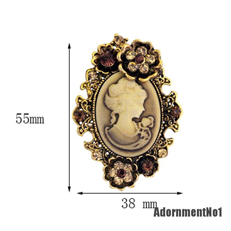 (Adornmentno1) 1pc Bros / Pin Gaya Victoria Motif Cameo Aksen Kristal Untuk Aksesoris Wanita / Pesta Pernikahan