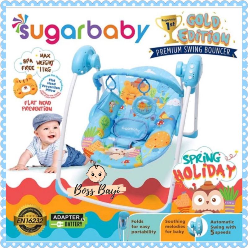 SUGAR BABY Premium Swing Bouncer / Ayunan Otomatis Bayi Gold Edition