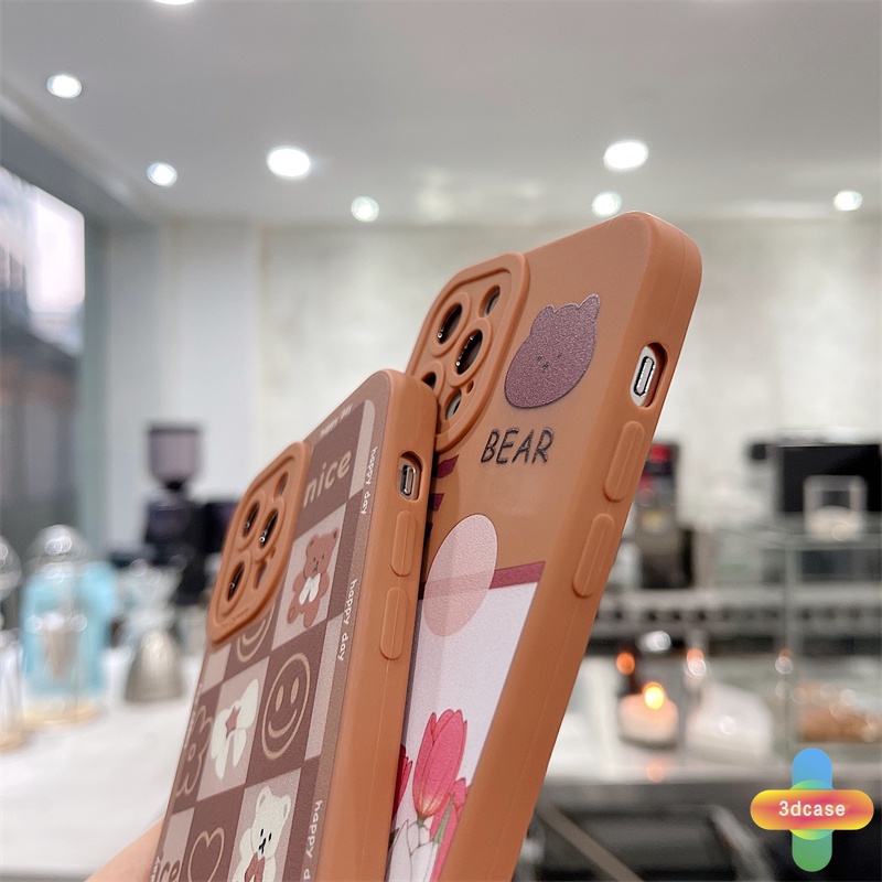 Casing Samsung A52 A32 A12 A51 A03S A10S A50 A20S J7 Prime A02S A20 A72 A50S A10 A30S A52S A30 M12 M10 M01S A54 A15 A16 A9 A5 Y12 Y20 A12 Ins Cartoon Bear Flowers Angel Eyes Camera Protector Phone Case