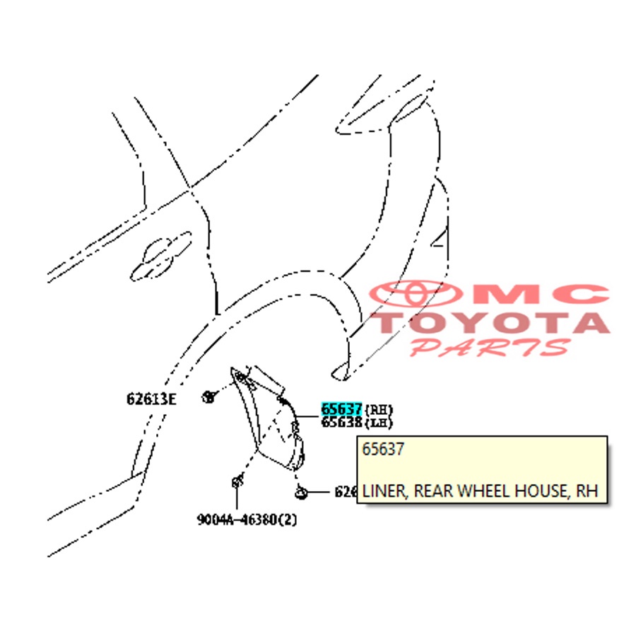 Liner Fender / Spakbor Belakang Kanan Rush Terios New 65637-BZ250