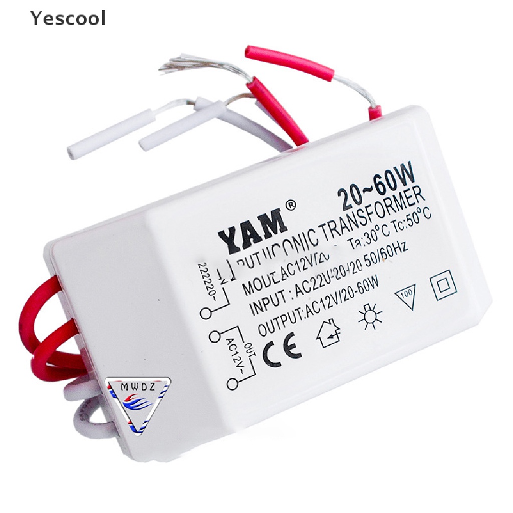 Yescool Driver Power Supply Elektronik AC 220V Ke 12V 20-60W