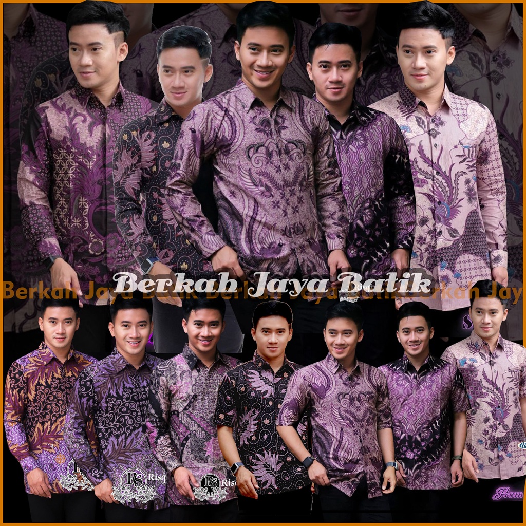 Ungu Series SIZE M L XL XXL BSWART Batik HRB026 Kenongo Hem Pendek Padi Pekalongan M L XL Batik Pria Lanang