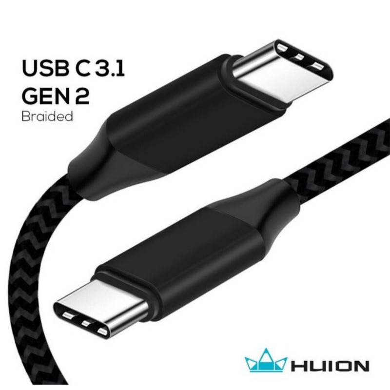 HUION Full-Featured USB-C to USB-C Cable Type-C Cable for Kamvas 13 Drawing Monitor Support USB 3.1 GEN 2 DP Signal-1m 1PCS 