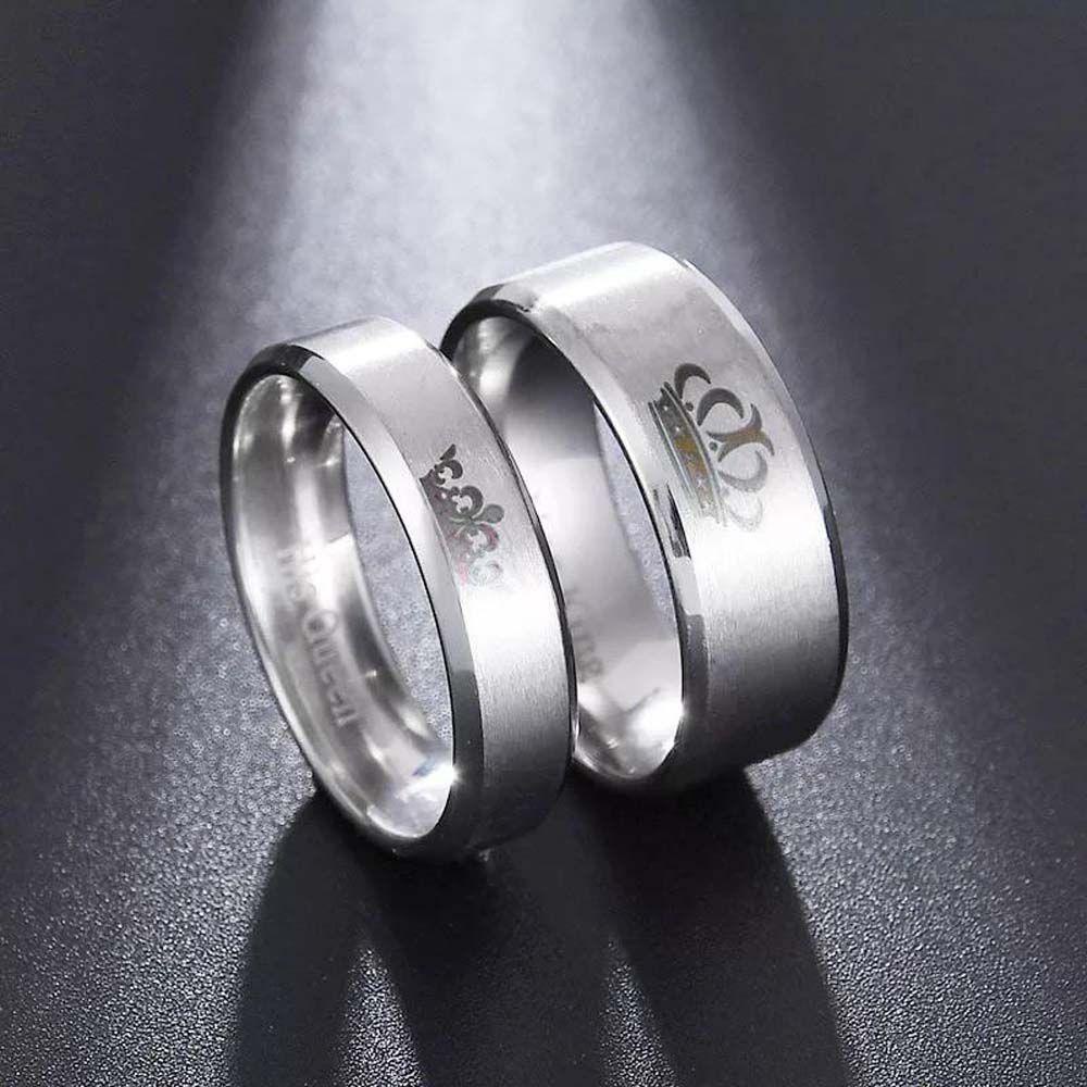 [Elegan] Mahkota Cincin Couple Unik Unisex Pasangan Cincin Kawin Stainless Steel Untuk Pria Wanita Gaya Korea Ring