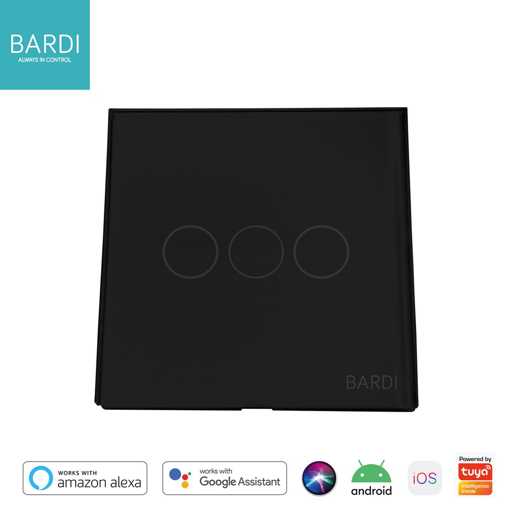 BARDI SMART WALL SWITCH EU 3 GANG WHITE/BLACK WIFI Touch WallSwitch Saklar Sakelar Pintar