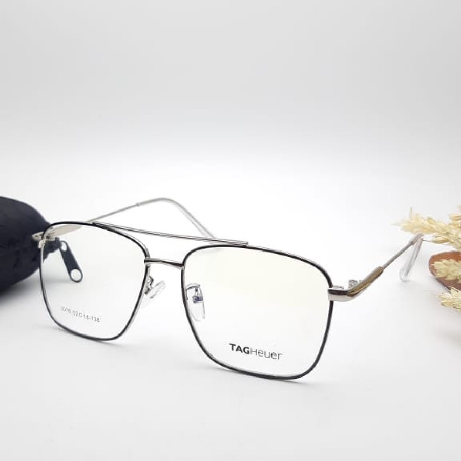 Frame Kacamata Aviator Korea Kotak TAG HEUER 3076 3149 besi pria wanita