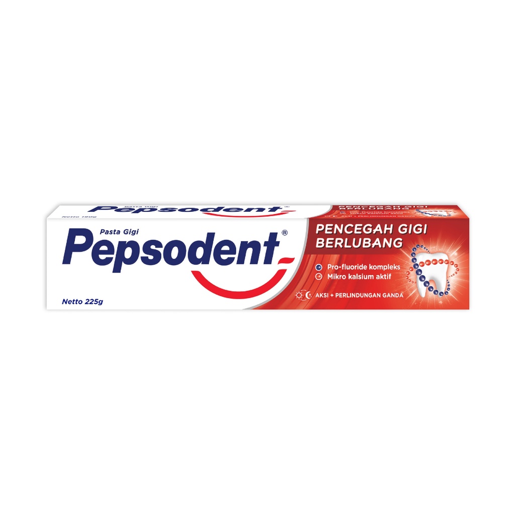 Pepsodent Pasta Gigi Pencegah Gigi Berlubang AntiCavity Toothpaste Dgn Mikrokalsium 225Gx2