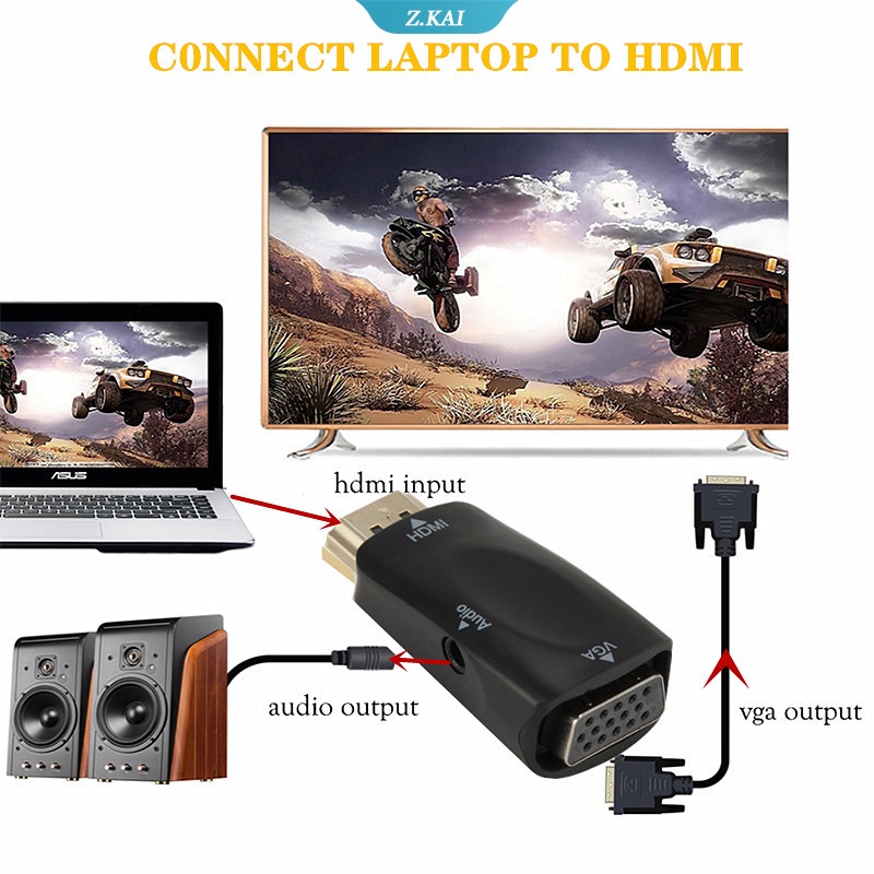 Adapter Converter Mini HDMI Ke VGA HD 1080P Untuk Laptop XiaoMi Huawei