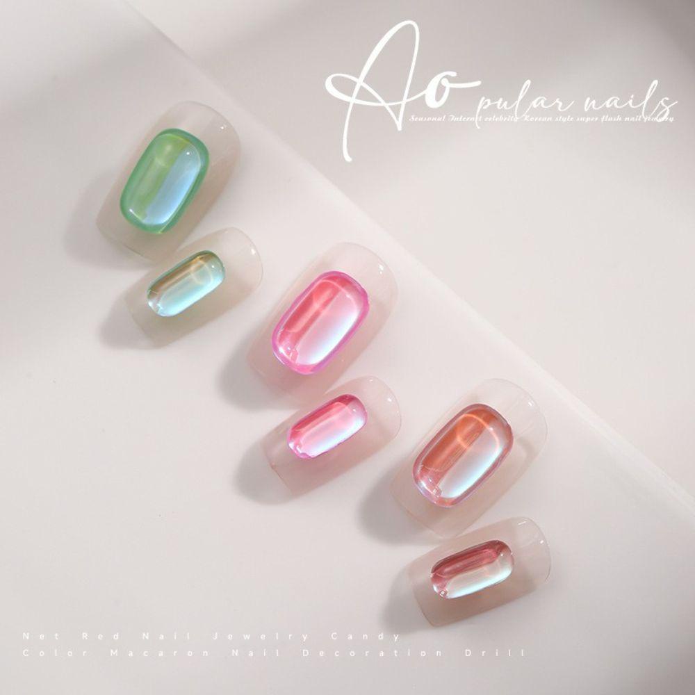 Agustinina Nail Art Charms Resin Persegi Es Batu Manikur Aksesoris DIY Bahan Kuku 3D Dekorasi Kuku